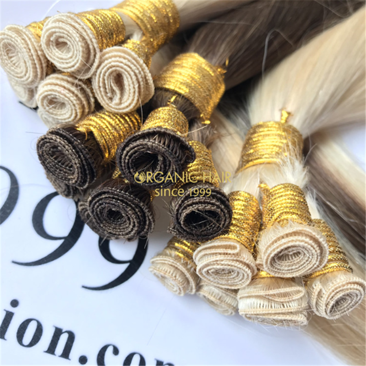 100% unprocess Russian double drawn  hand tied weft A56